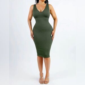 Brand new army, green V-neck body con dress